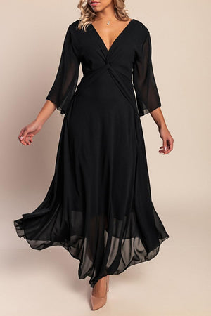 Дълга рокля с V-образно деколте