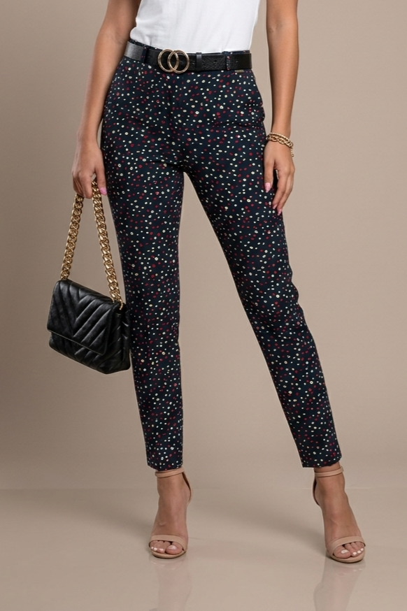 Elegante lange Hose mit Polka Dots, Blau