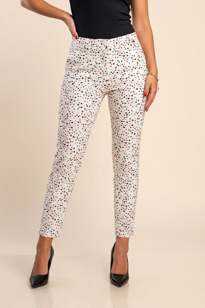 Elegante lange broek met stippen, wit