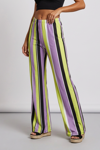 Pantaloni lungi eleganți în dungi, verde