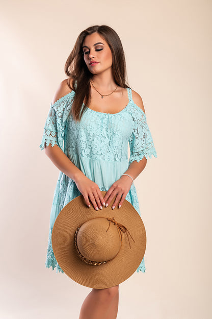 Vestito da spiaggia in cotone con pizzo Florida