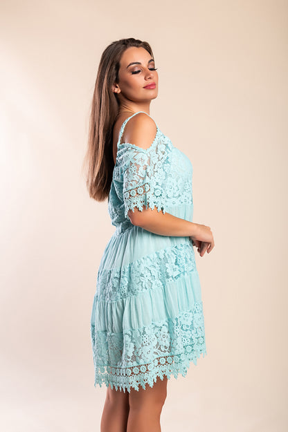Vestito da spiaggia in cotone con pizzo Florida