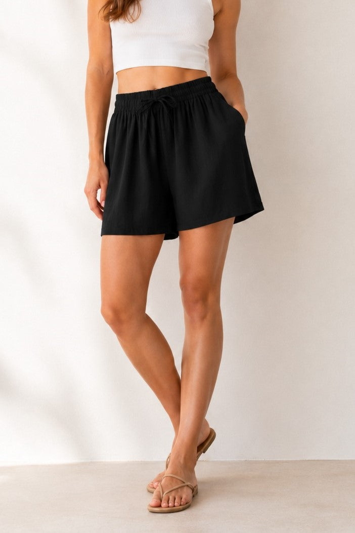 Shorts with Elastic Waistband, Black