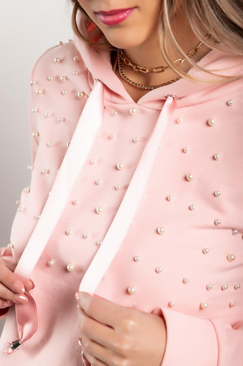 Conjunto deportivo con capucha y detalle de perlas TINSELY