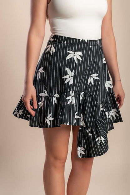 Printed cotton mini skirt
