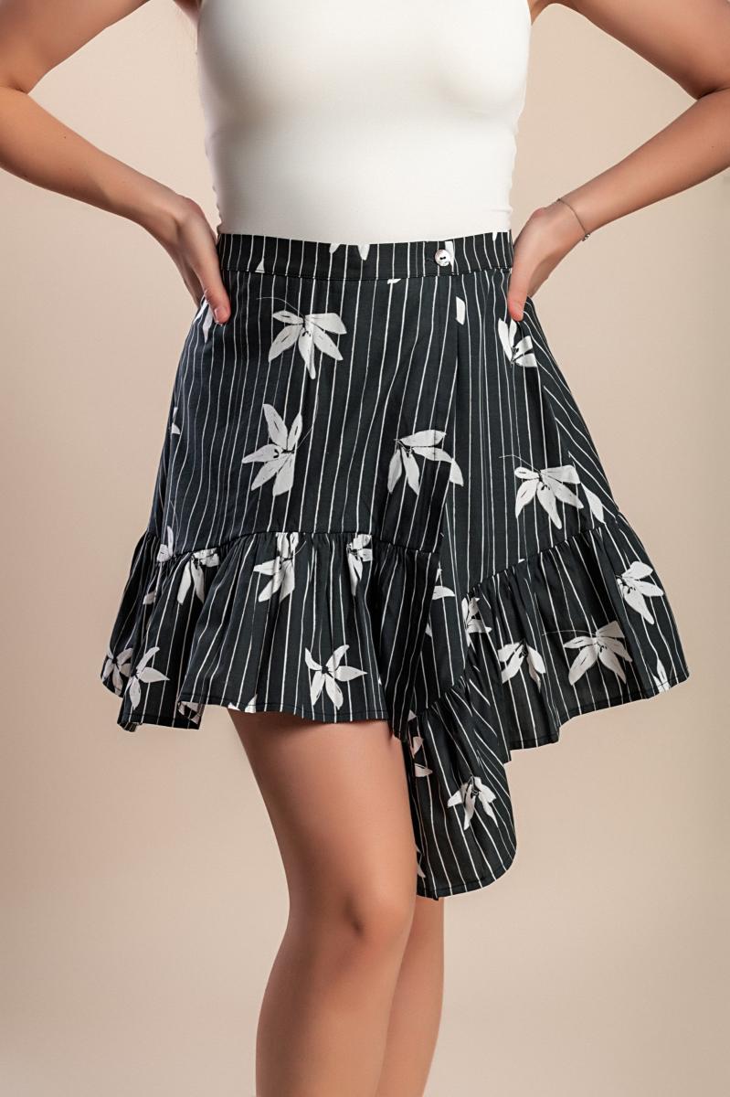 Printed cotton mini skirt