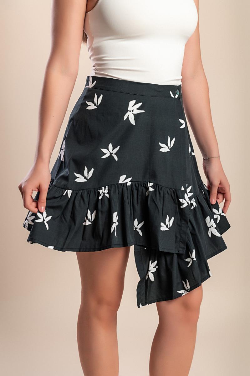 Printed cotton mini skirt