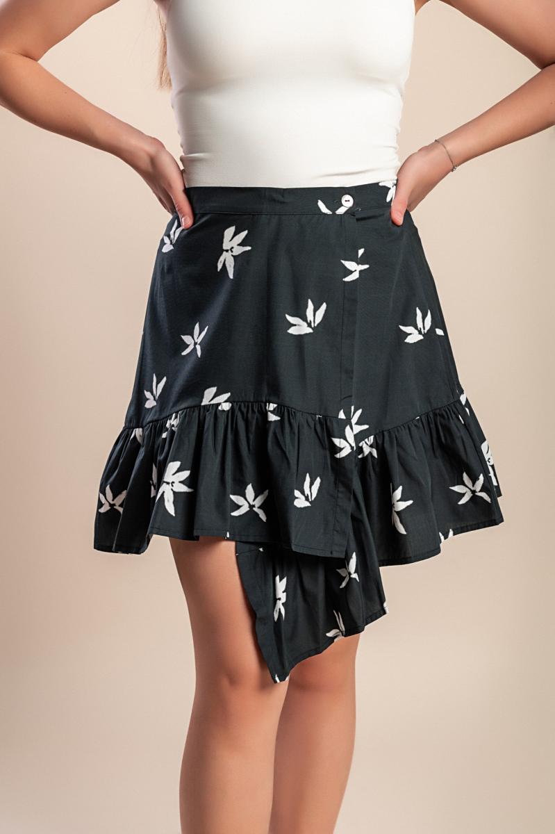 Printed cotton mini skirt