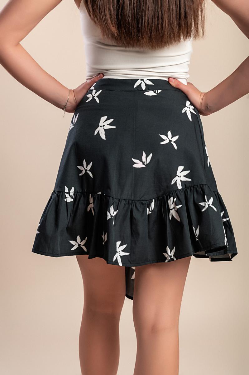 Printed cotton mini skirt