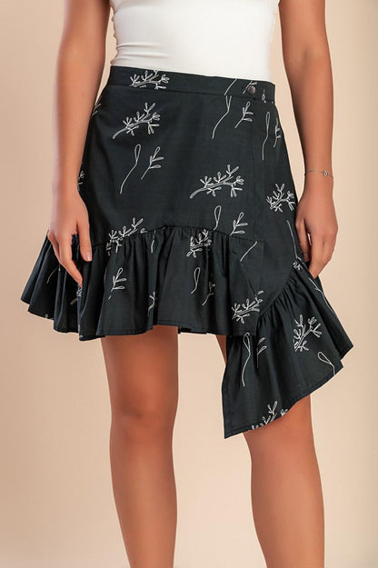 Cotton mini skirt with print