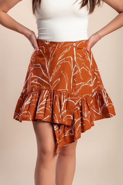 Printed cotton mini skirt