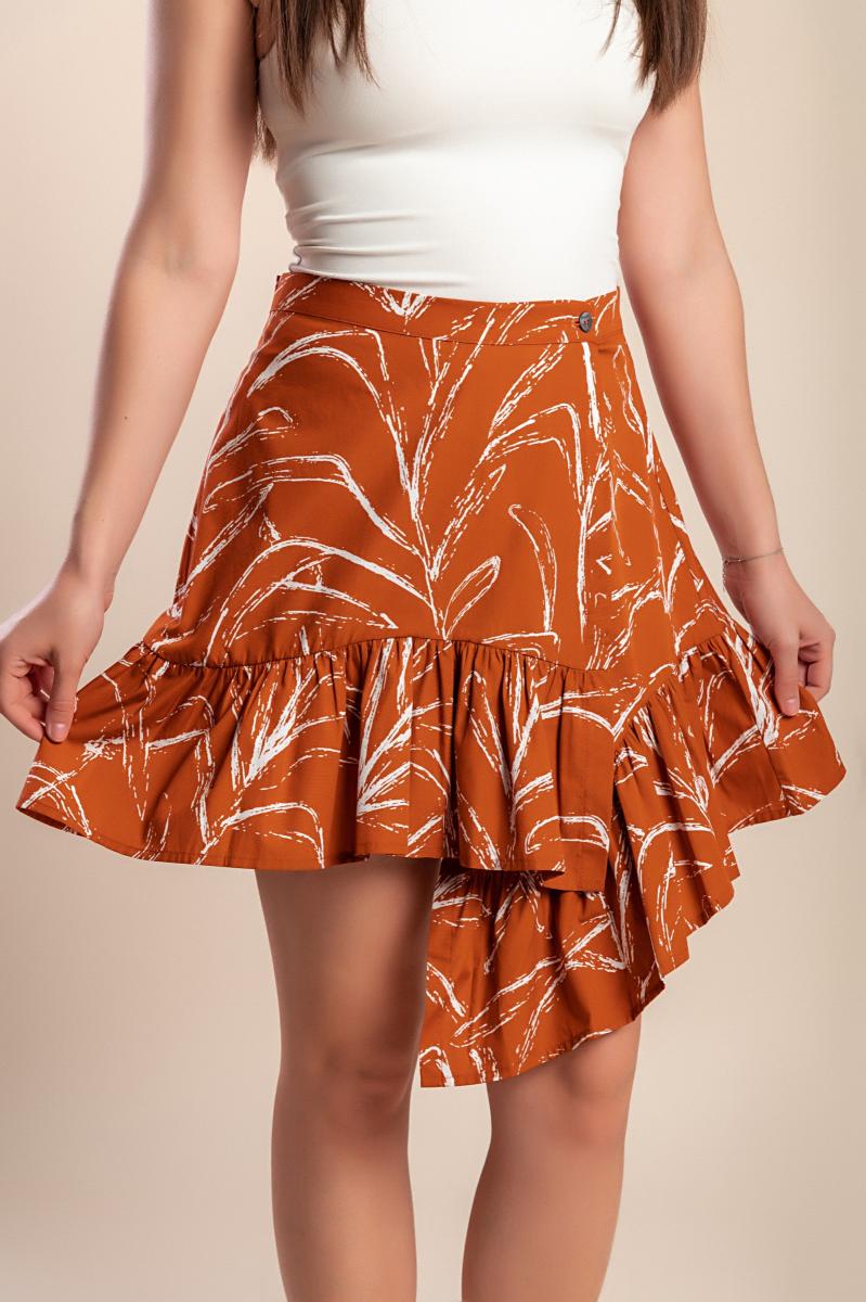 Printed cotton mini skirt