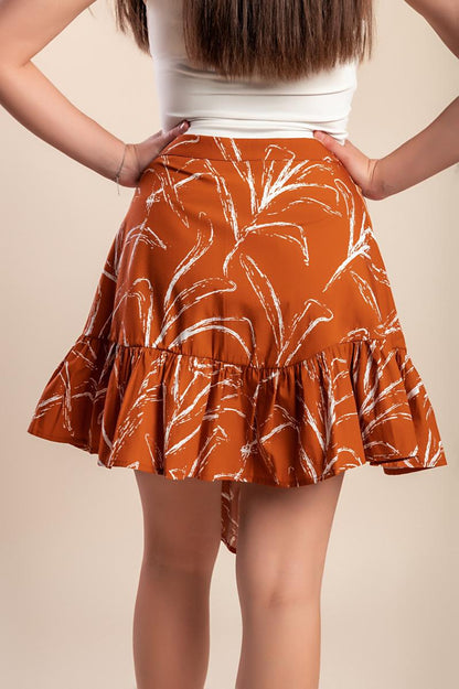 Printed cotton mini skirt