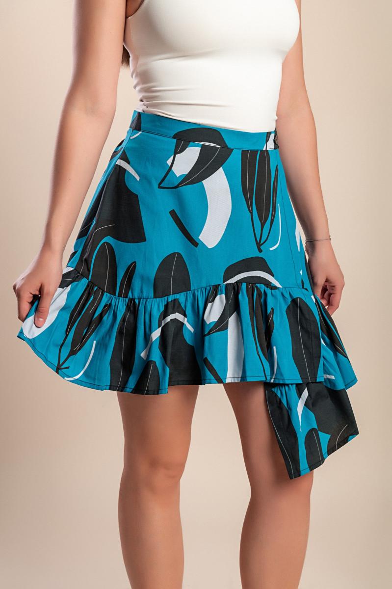 Printed cotton mini skirt