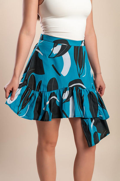 Printed cotton mini skirt