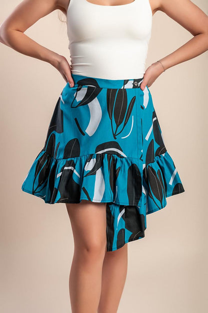 Printed cotton mini skirt