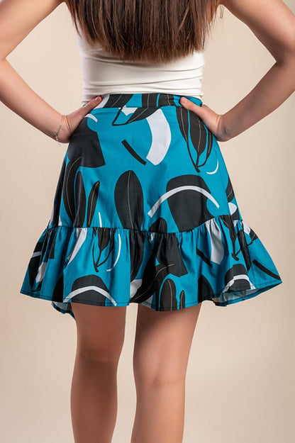 Printed cotton mini skirt