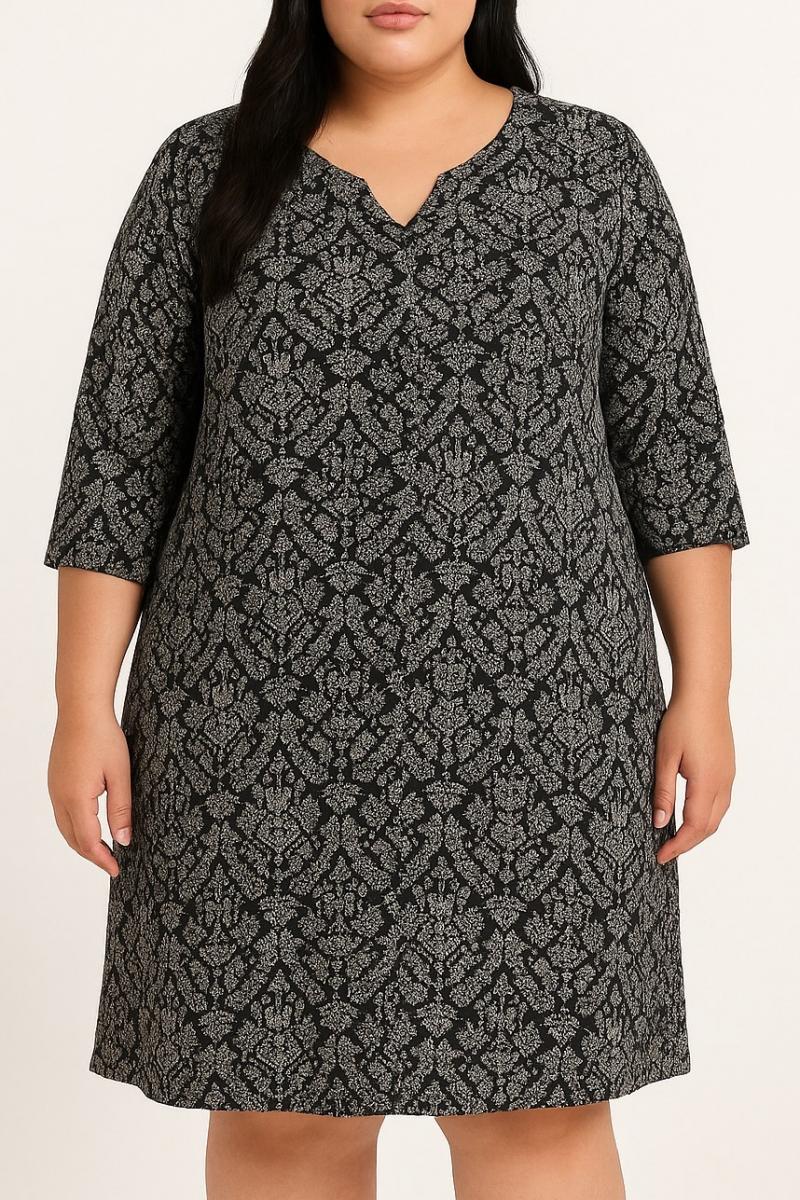 vestido midi de talla grande con estampado