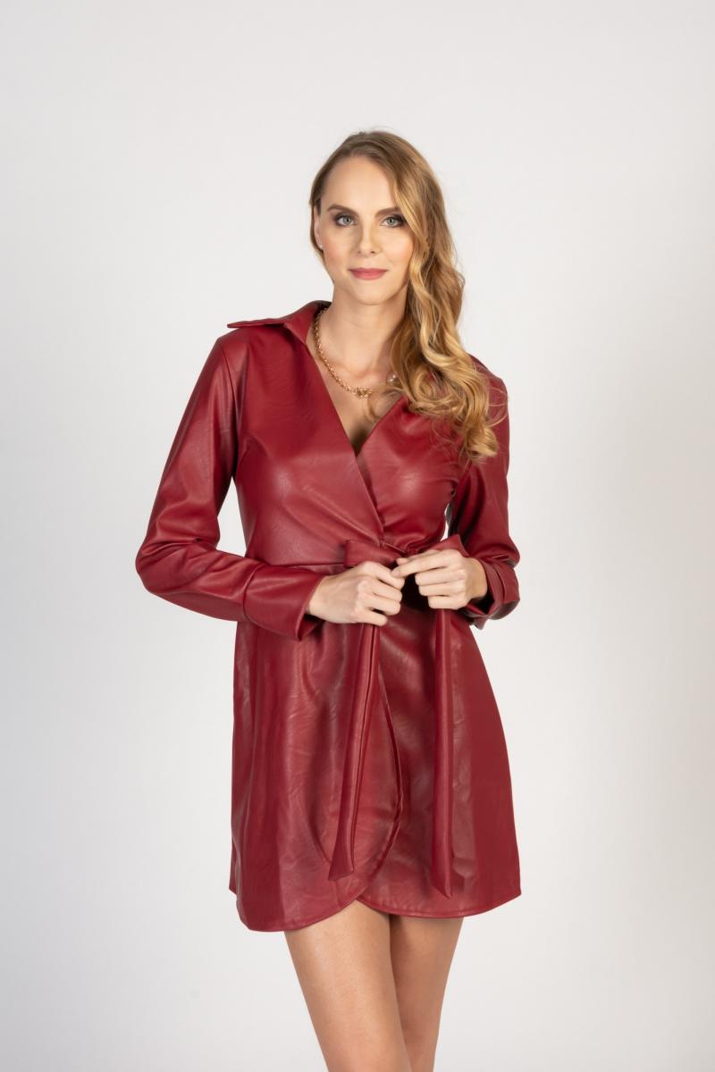 Mini abito elegante in pelliccia sintetica con colletto a rever Pellita
