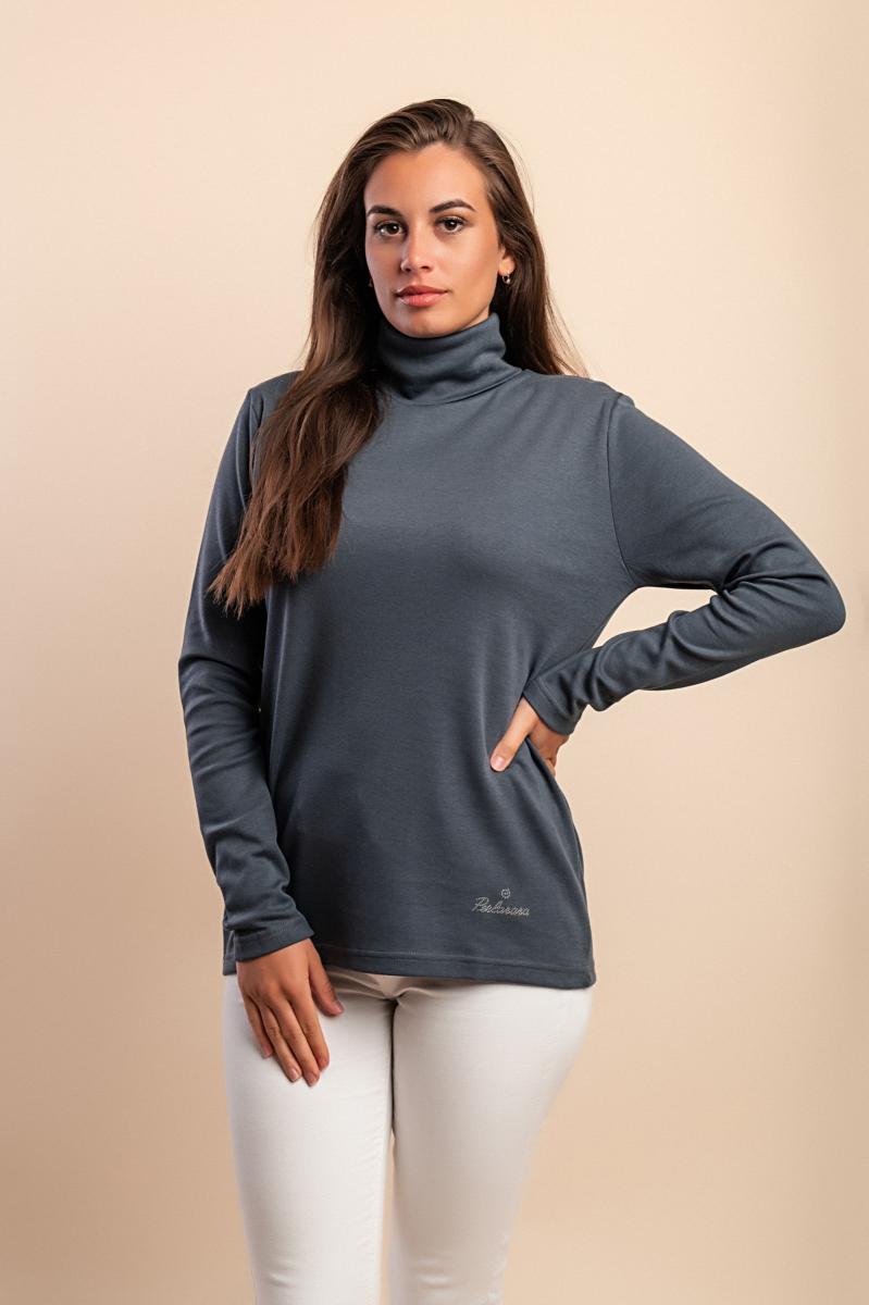 Top in viscosa con collo alto