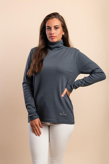 Top in viscosa con collo alto