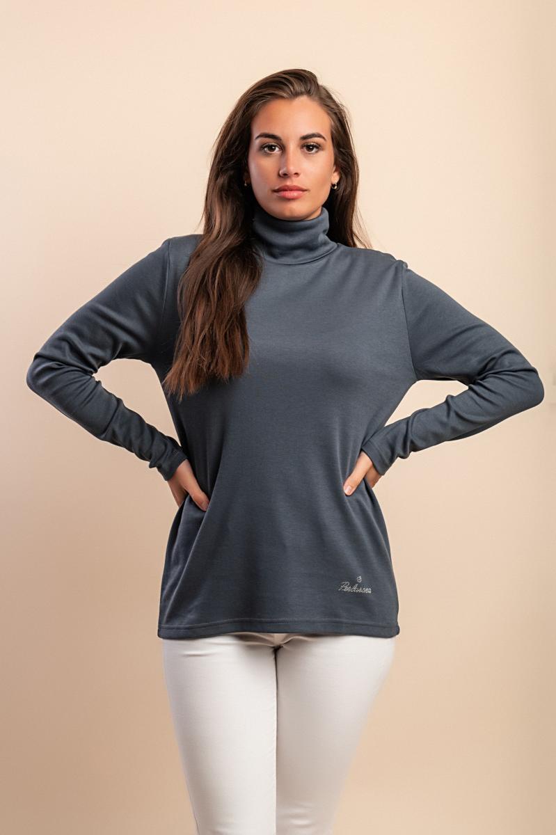 Top in viscosa con collo alto