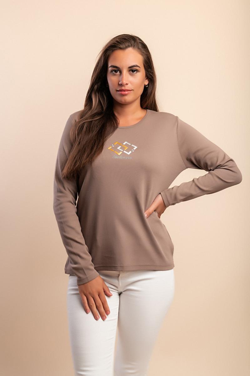 Top a maniche lunghe in cotone
