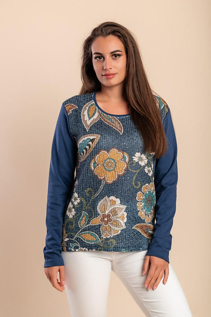 Baumwoll-Top mit Print