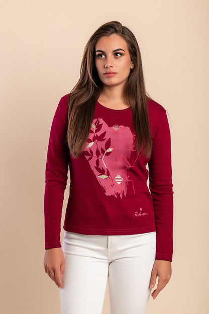 Top in cotone a maniche lunghe