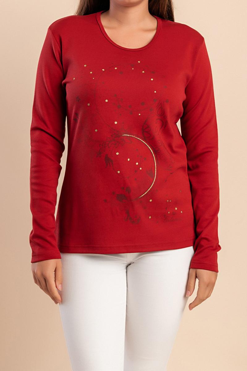 Top in cotone a maniche lunghe