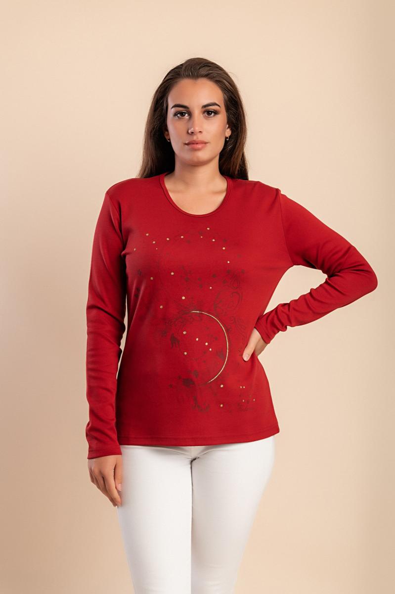 Top in cotone a maniche lunghe
