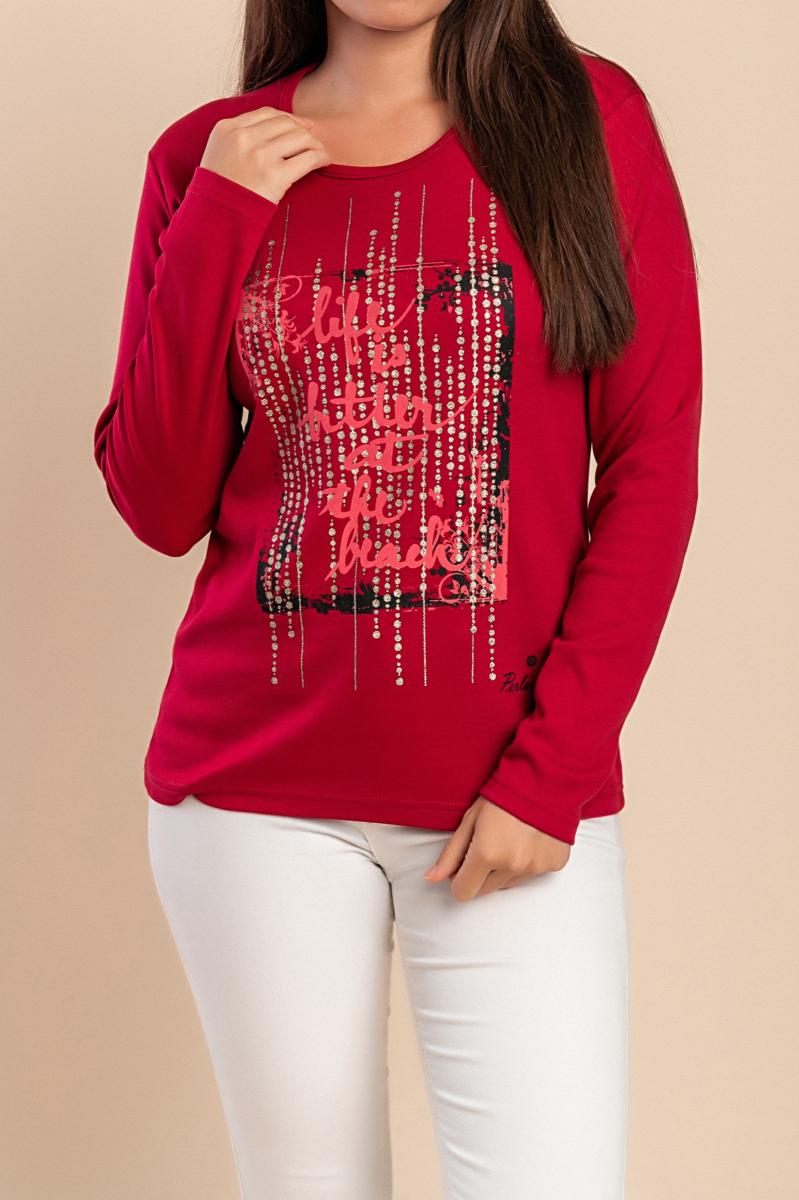 Top in cotone a maniche lunghe