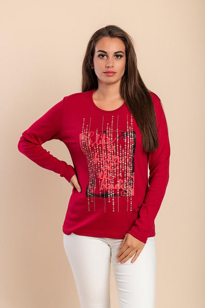 Top in cotone a maniche lunghe