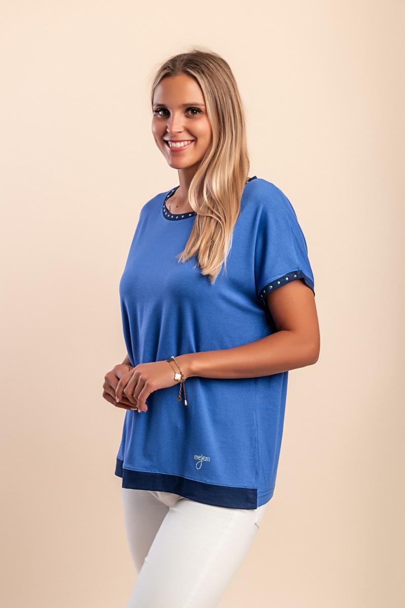 Viscose T-shirt met decoratieve siernagels
