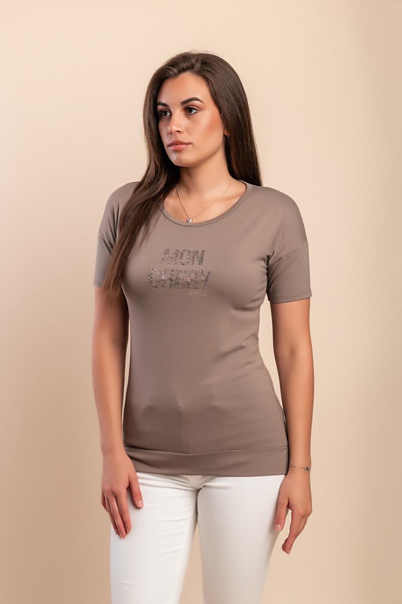 Tricou din vâscoză cu detaliu decorativ