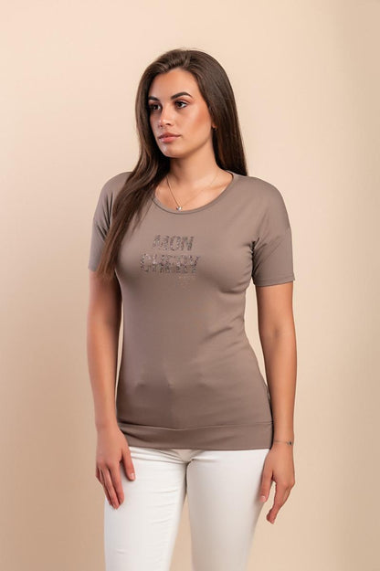 Tricou din vâscoză cu detaliu decorativ