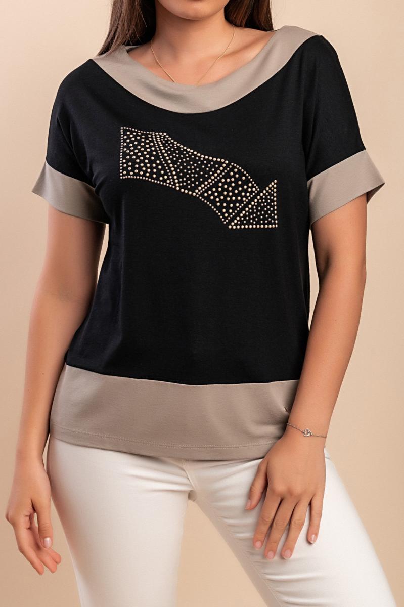 T-shirt από βισκόζη με διακοσμητική λεπτομέρεια