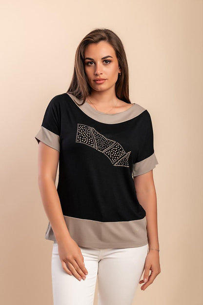 T-shirt από βισκόζη με διακοσμητική λεπτομέρεια