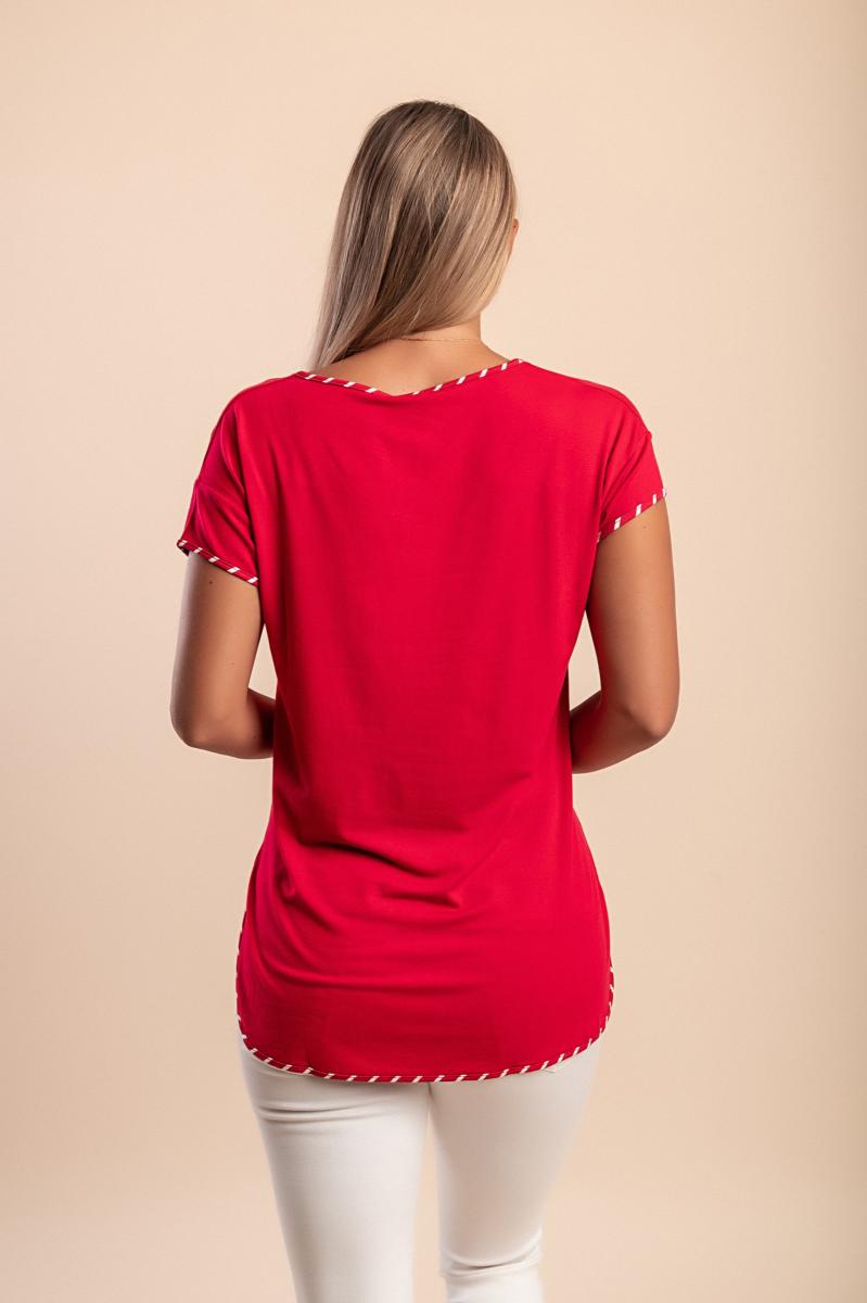 T-shirt από βισκόζη με λαιμόκοψη "V"