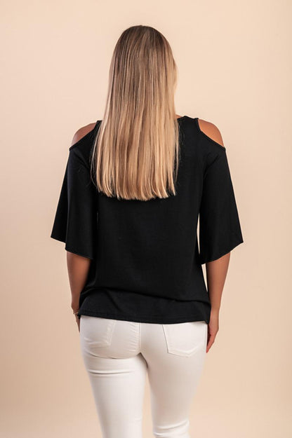 Tricou cu decupaje pe umeri