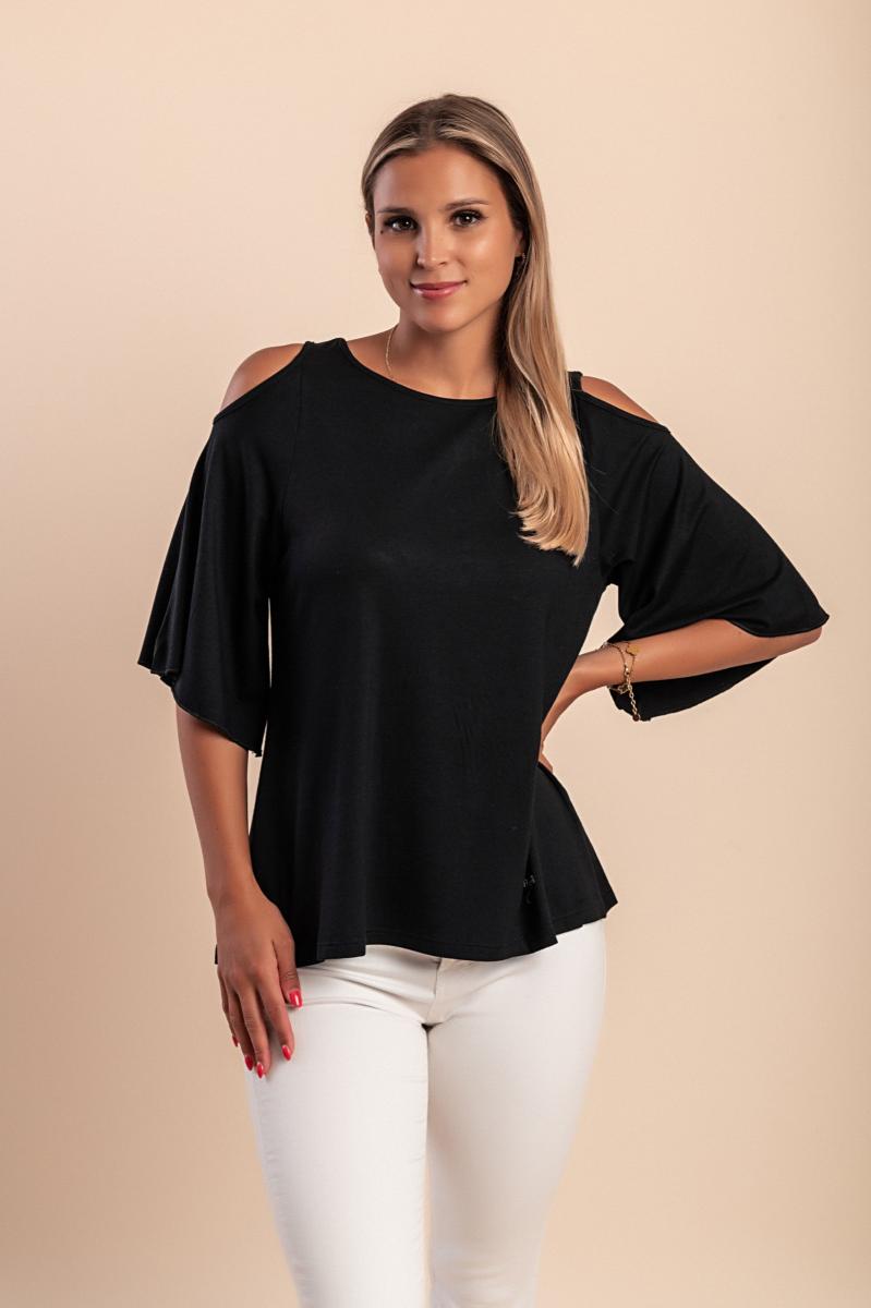 Tricou cu decupaje pe umeri