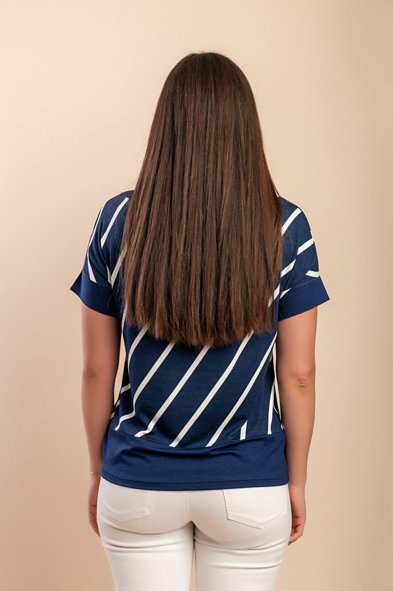 T-shirt από βισκόζη με ριγέ τύπωμα