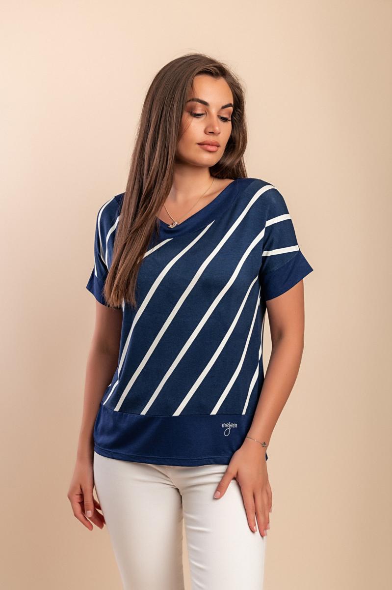 T-shirt από βισκόζη με ριγέ τύπωμα