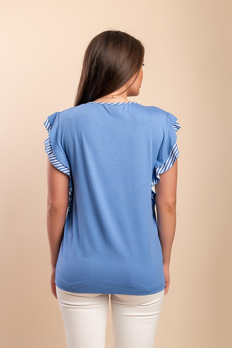 Tricou din vâscoză cu imprimeu în dungi