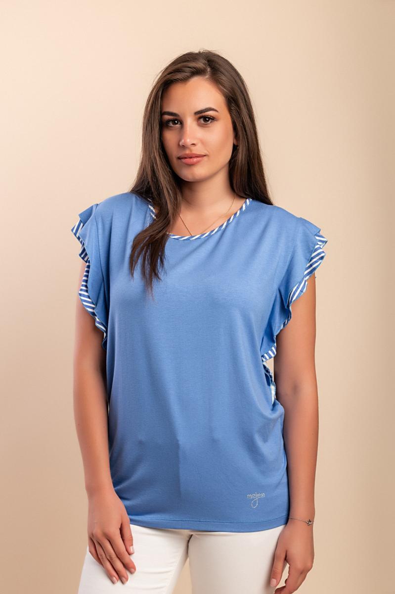 Tricou din vâscoză cu imprimeu în dungi