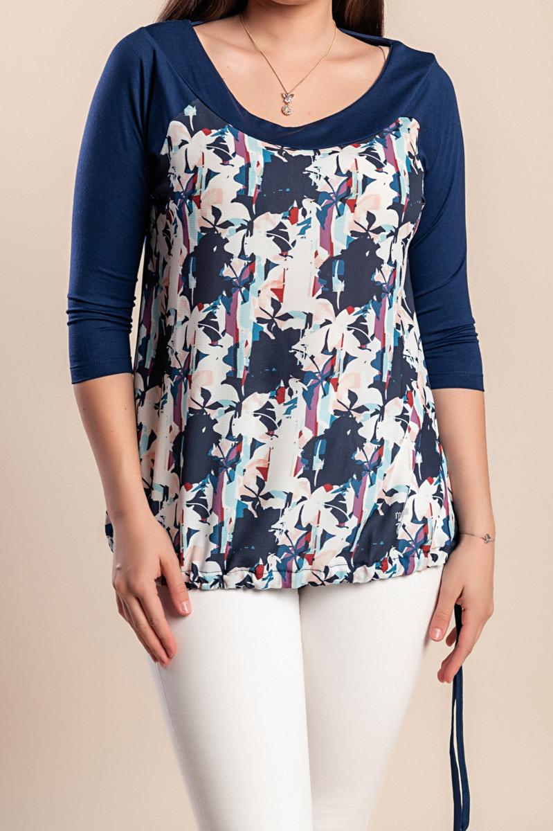 Plus size μπλούζα με στάμπα και μανίκια 3/4