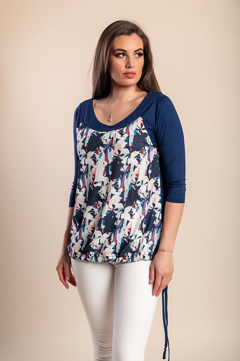 Plus size μπλούζα με στάμπα και μανίκια 3/4