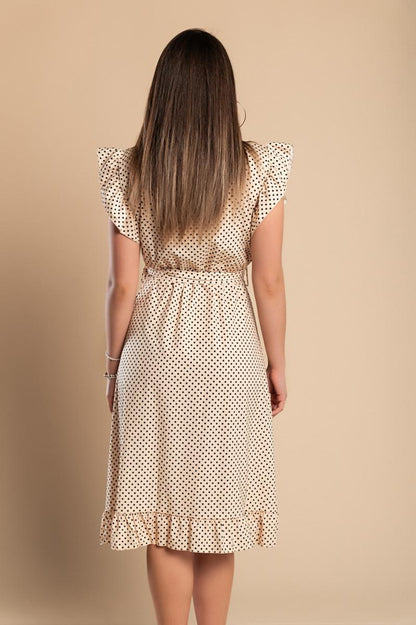 Vestido midi com estampado de bolinhas