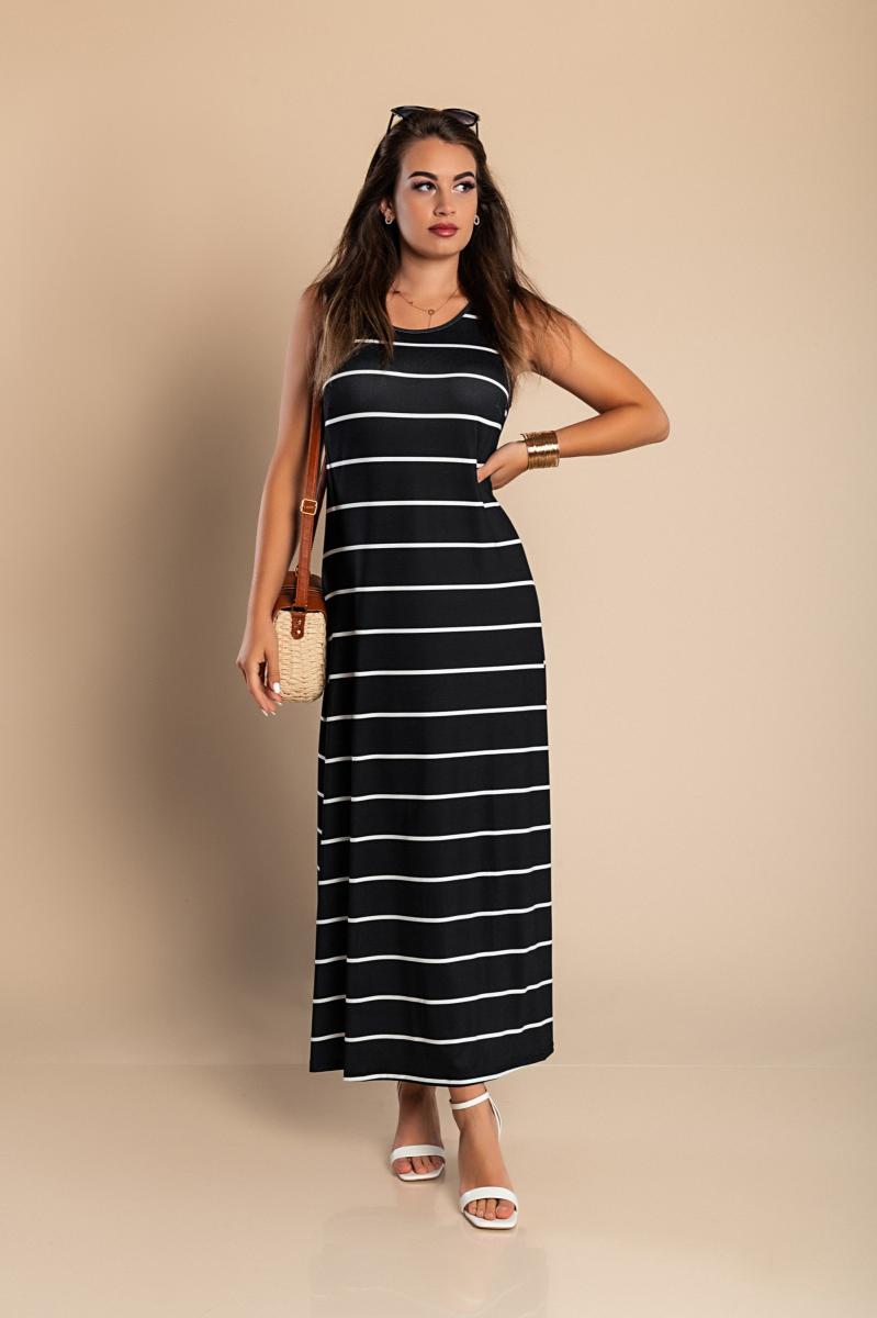 Rochie maxi cu imprimeu în dungi