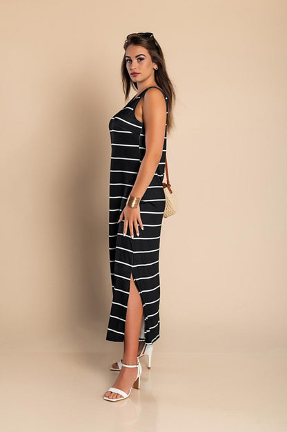 Rochie maxi cu imprimeu în dungi
